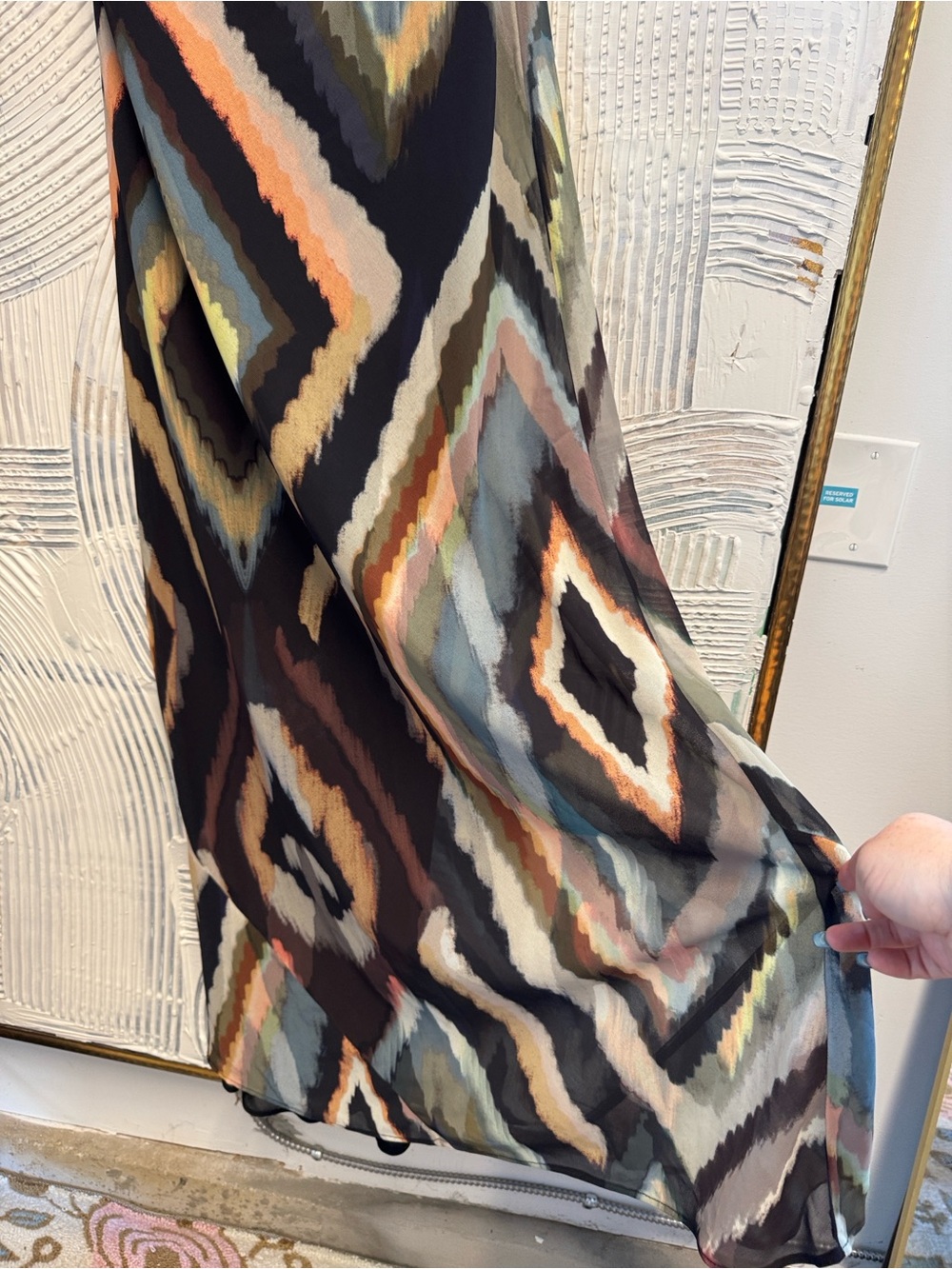 Anthropologie Strapless Maxi Dress, Abstract Print, Sheer with Black Slip N0779 - Picture 4 of 6